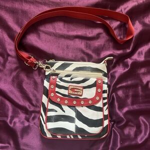 y2k rhinestone zebra print side bag